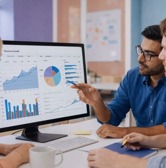 A Working Group advisor walking founders through their financial dashboards